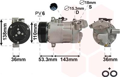 Van Wezel 0600K321 - Компрессор кондиционера avtokuzovplus.com.ua