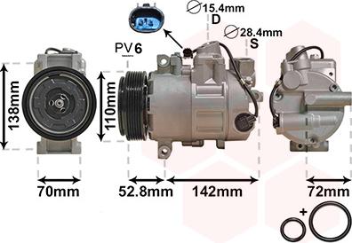 Van Wezel 0600K415 - Компрессор кондиционера avtokuzovplus.com.ua