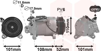 Van Wezel 0600K567 - Компрессор кондиционера avtokuzovplus.com.ua