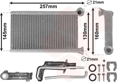 Van Wezel 09016700 - Теплообмінник, опалення салону autocars.com.ua