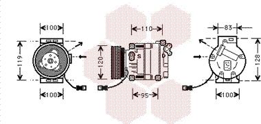 Van Wezel 1700K034 - Компресор, кондиціонер autocars.com.ua