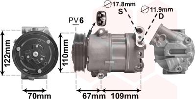 Van Wezel 1700K408 - Компресор, кондиціонер autocars.com.ua