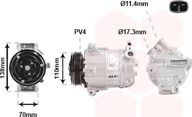 Van Wezel 1701K703 - Компресор, кондиціонер autocars.com.ua