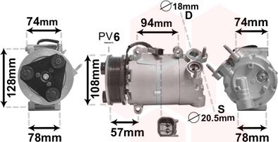 Van Wezel 1800K450 - Компрессор кондиционера avtokuzovplus.com.ua