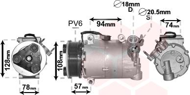 Van Wezel 1800K482 - Компрессор кондиционера avtokuzovplus.com.ua