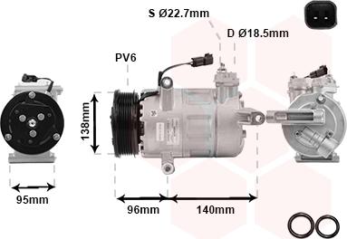 Van Wezel 1800K635 - Компресор, кондиціонер autocars.com.ua