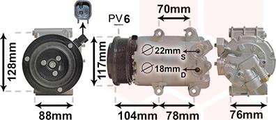 Van Wezel 1801K728 - Компресор, кондиціонер autocars.com.ua