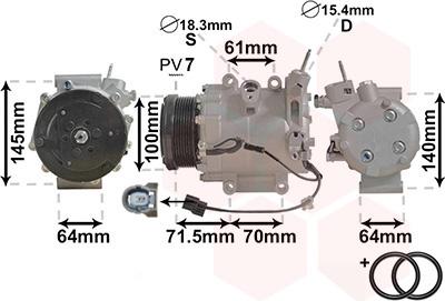 Van Wezel 2500K235 - Компрессор кондиционера autodnr.net