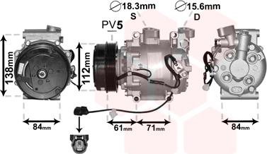 Van Wezel 2500K275 - Компресор, кондиціонер autocars.com.ua