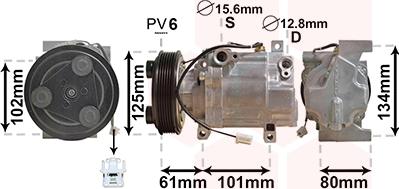 Van Wezel 2700K207 - Компрессор кондиционера avtokuzovplus.com.ua