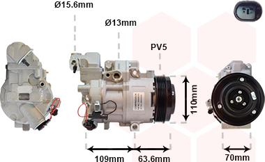 Van Wezel 3000K075 - Компрессор кондиционера avtokuzovplus.com.ua