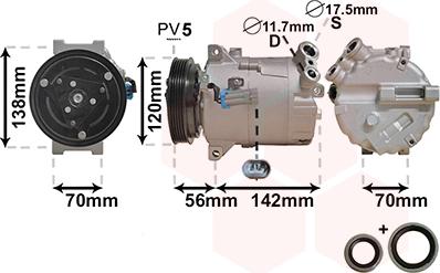 Van Wezel 3700K313 - Компресор, кондиціонер autocars.com.ua