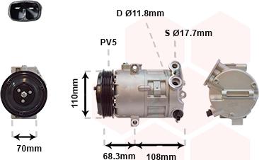 Van Wezel 3700K418 - Компресор, кондиціонер autocars.com.ua