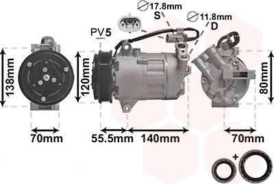 Van Wezel 3700K498 - Компрессор кондиционера avtokuzovplus.com.ua