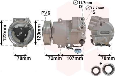 Van Wezel 3700K595 - Компрессор кондиционера autodnr.net