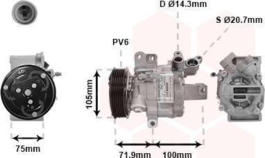 Van Wezel 4000K317 - Компрессор кондиционера avtokuzovplus.com.ua