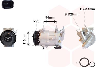 Van Wezel 4000K418 - Компресор, кондиціонер autocars.com.ua