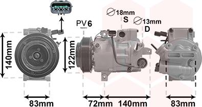 Van Wezel 8201K705 - Компресор, кондиціонер autocars.com.ua