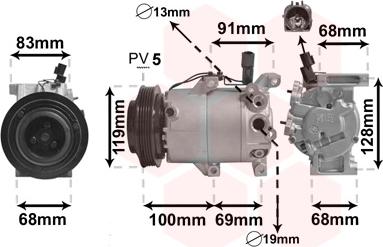 Van Wezel 8300K144 - Компресор, кондиціонер autocars.com.ua