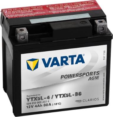 Varta 504012003A514 - Стартерная аккумуляторная батарея, АКБ autodnr.net