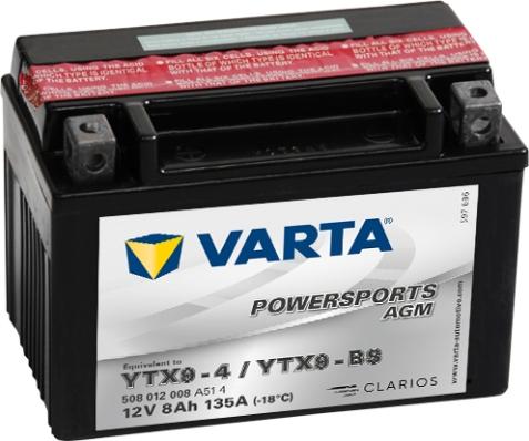 Varta 508012008A514 - Стартерная аккумуляторная батарея, АКБ avtokuzovplus.com.ua