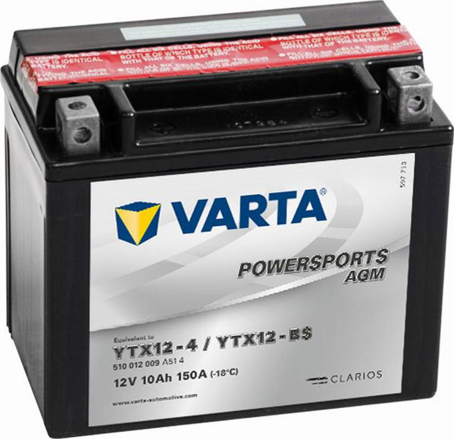 Varta 510 012 009 - Стартерна акумуляторна батарея, АКБ autocars.com.ua