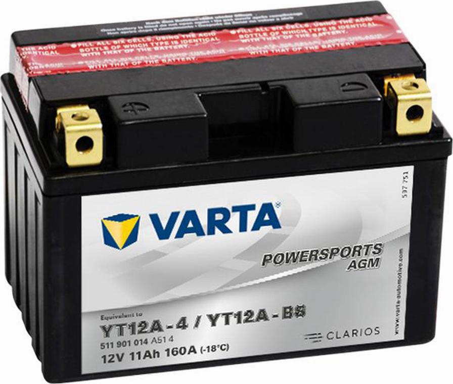 Varta 511901014 - Стартерная аккумуляторная батарея, АКБ autodnr.net
