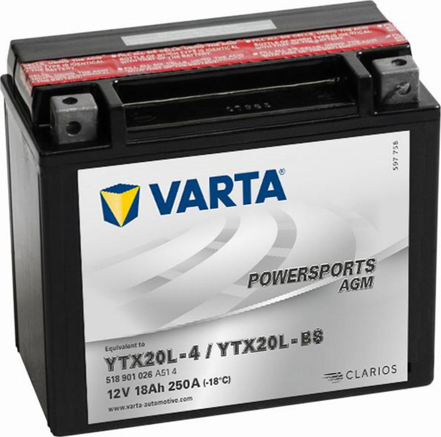 Varta 518901026 - Стартерная аккумуляторная батарея, АКБ avtokuzovplus.com.ua