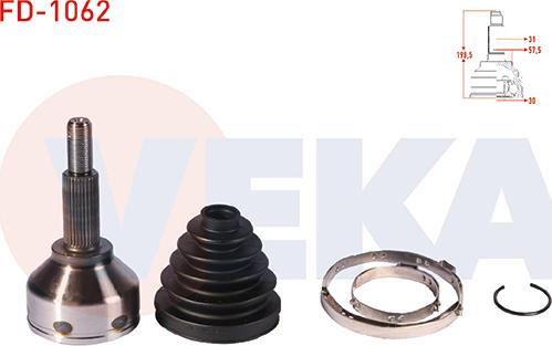 Veka FD-1062 - Шарнірний комплект, ШРУС, приводний вал autocars.com.ua