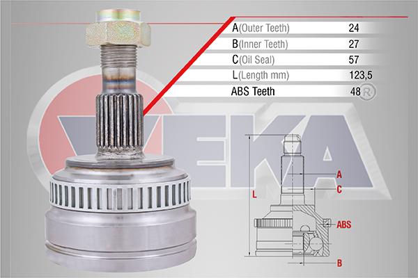 Veka ME-1006A - Шарнірний комплект, ШРУС, приводний вал autocars.com.ua