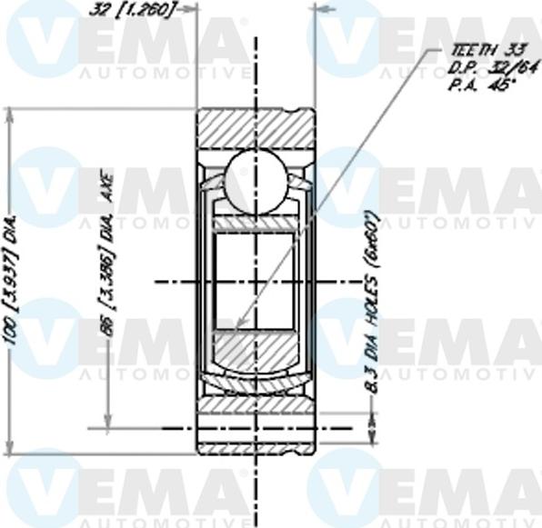 VEMA 18041 - Шарнірний комплект, ШРУС, приводний вал autocars.com.ua