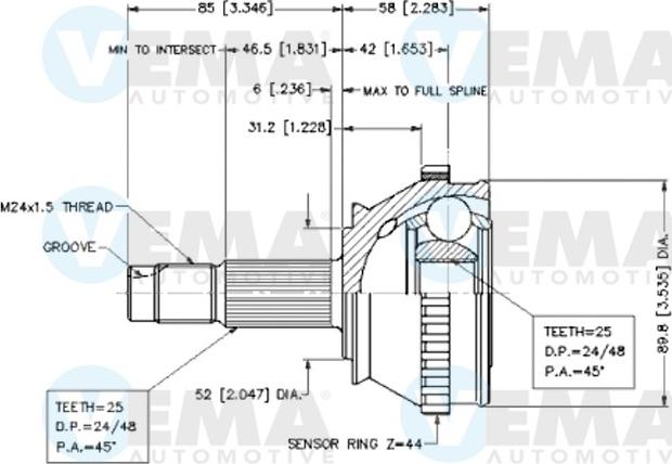 VEMA 18268 - Шарнирный комплект, ШРУС, приводной вал autodnr.net