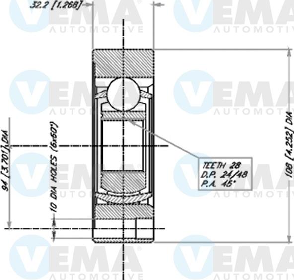 VEMA 18384 - Шарнирный комплект, ШРУС, приводной вал avtokuzovplus.com.ua