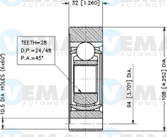 VEMA 18389 - Шарнирный комплект, ШРУС, приводной вал autodnr.net