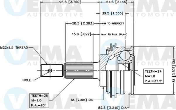 VEMA 18425 - Шарнирный комплект, ШРУС, приводной вал autodnr.net