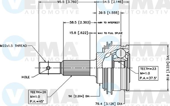 VEMA 18427 - Шарнирный комплект, ШРУС, приводной вал autodnr.net