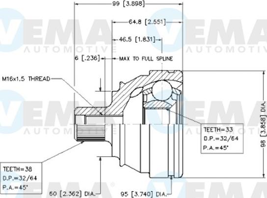 VEMA 18430 - Шарнирный комплект, ШРУС, приводной вал avtokuzovplus.com.ua