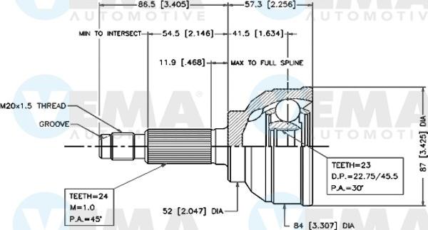 VEMA 18441 - Шарнирный комплект, ШРУС, приводной вал avtokuzovplus.com.ua