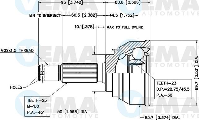 VEMA 18450 - Шарнирный комплект, ШРУС, приводной вал avtokuzovplus.com.ua