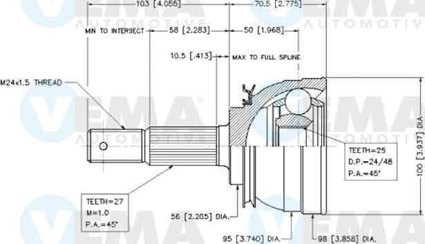 VEMA 18452 - Шарнирный комплект, ШРУС, приводной вал autodnr.net