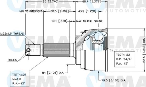 VEMA 18577 - Шарнирный комплект, ШРУС, приводной вал autodnr.net