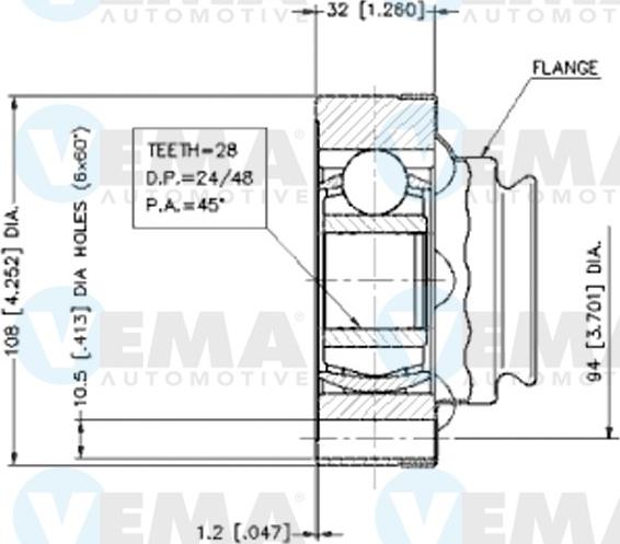 VEMA 18683 - Шарнірний комплект, ШРУС, приводний вал autocars.com.ua