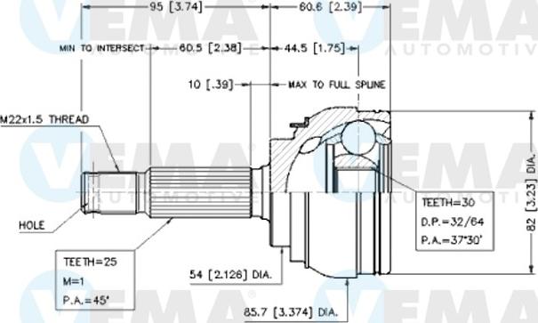 VEMA 18697 - Шарнирный комплект, ШРУС, приводной вал autodnr.net