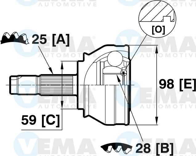 VEMA 18745 - Шарнірний комплект, ШРУС, приводний вал autocars.com.ua