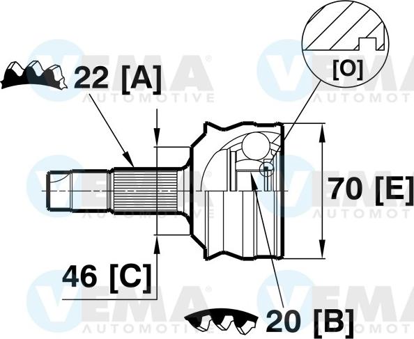 VEMA 18891 - Шарнірний комплект, ШРУС, приводний вал autocars.com.ua