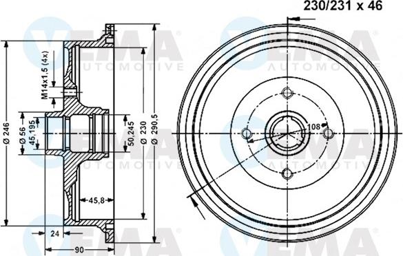 VEMA 801114 - Тормозной барабан avtokuzovplus.com.ua