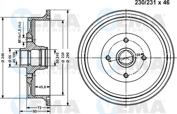 VEMA 801115 - Тормозной барабан avtokuzovplus.com.ua