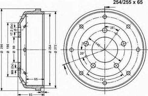 VEMA 801122 - Тормозной барабан avtokuzovplus.com.ua