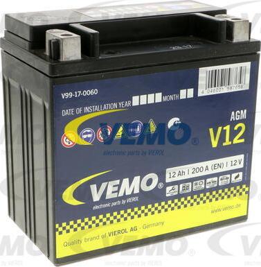 Vemo V99-17-0060 - Стартерная аккумуляторная батарея, АКБ autodnr.net