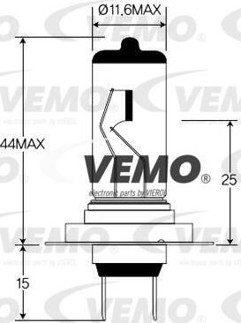 Vemo V99-84-0002 - Лампа розжарювання, фара дальнього світла autocars.com.ua